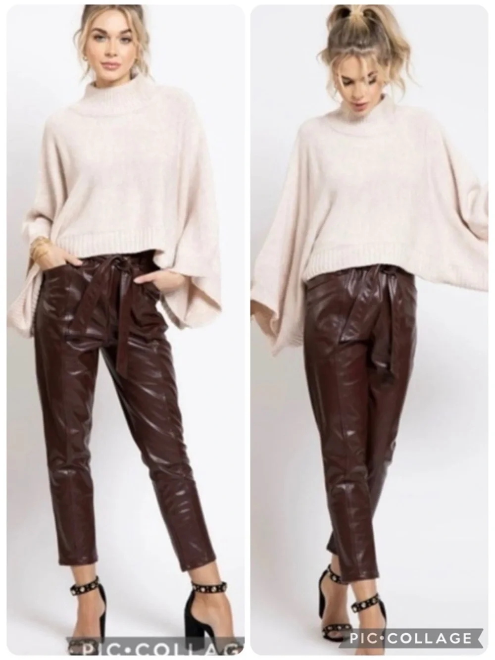 Bishop + Young Harper Heirloom Plum Paperbag Vegan Leather Pants NWT XS Chic